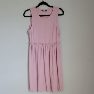 Pink Sleeveless Scoop Neck Midi Sundress